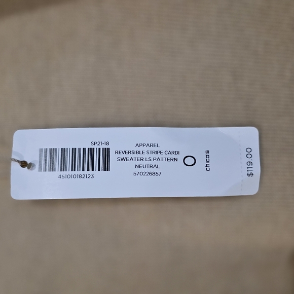 NWT Chico's Reversable Stripe Cardigan Size 0 - Picture 2 of 4